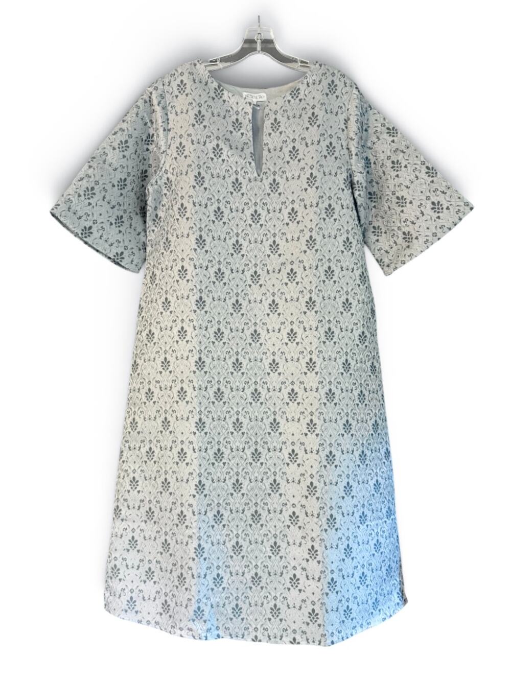 Beau & Ro Silver Joey Sketch Jacquard Maxi Dress NWOT Size M Damask